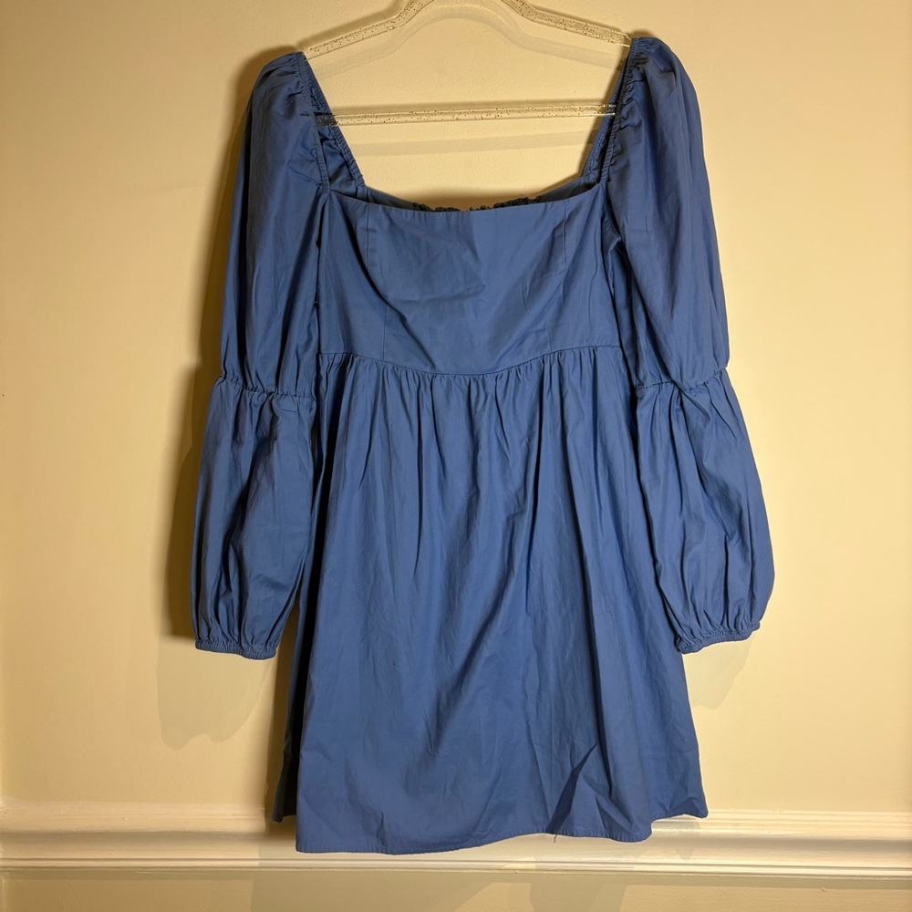 Reformation Michaela Mini Dress in Azure Blue Organic Cotton Sz 4 - Picture 5 of 10